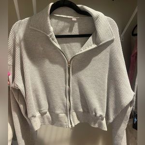 Waffle Grey Zip Up Sweatshirt